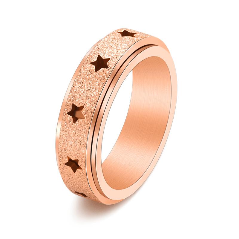 2025 Minimalistischer Hohlstern Drehbarer Mattierter Ring, Kleiner Frischer Gold Schmuck für Damen und Herren
