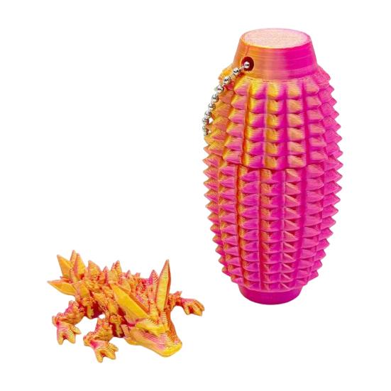 Spiky Grippie Stim Fidget Toy with Articulated Dragon Hand Massager Keychain Stress Relief Pain Stimming Tool Portable Bumpy Roller Sensory Toy