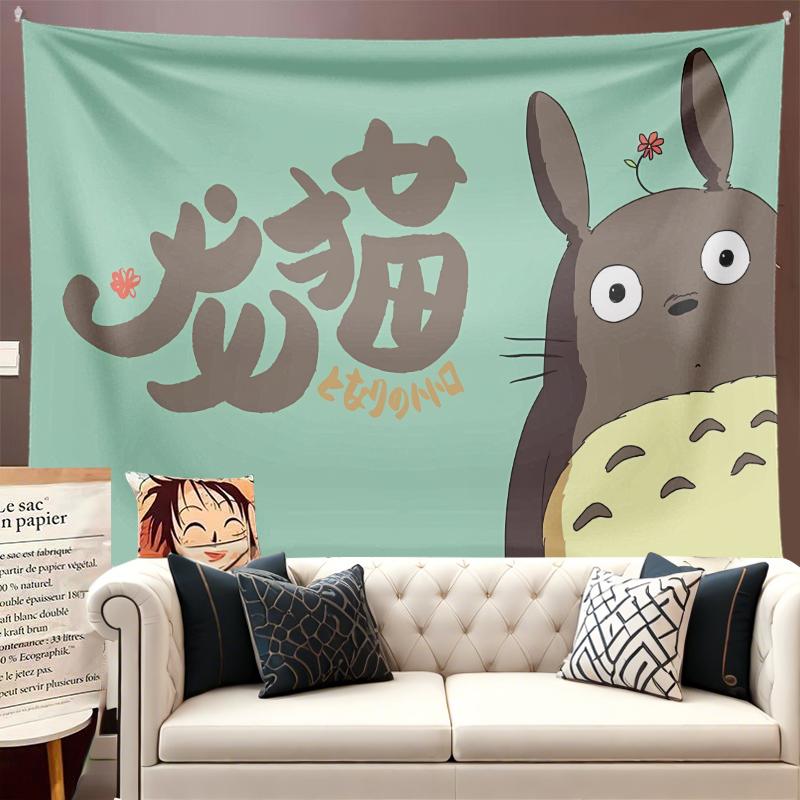 Totoro Miyazaki Hayao Cartoon Healing Anime Background Cloth Hanging Cloth Ins Bedroom Dormitory Living Room Decoration Tapestry