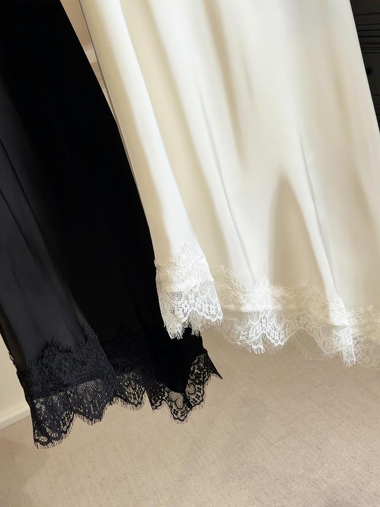 Lace Patchwork Irregular Skirt: Elegant Slimming Acetate Silk Satin for Women, Spring/Summer 2026