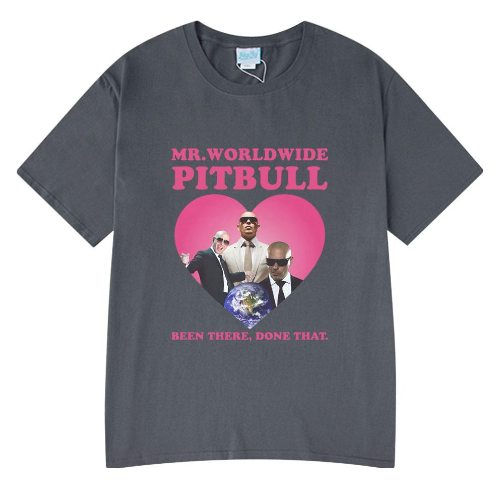 Rapper Pitbull Mr Worldwide Graphic Vintage Washed T Shirt Unisex Women Clothing Fashion Hip Hop Tshirts Summer Cotton Streetwear