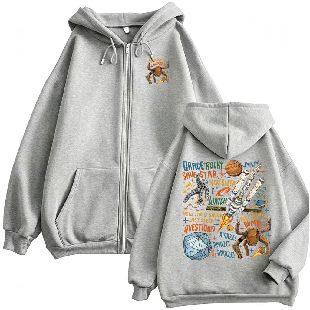 Project Hail Mary Zipper Hoodies Grace Rocky Save Stars Meme Sweatshirt Jacket Coats Men Women Hooded