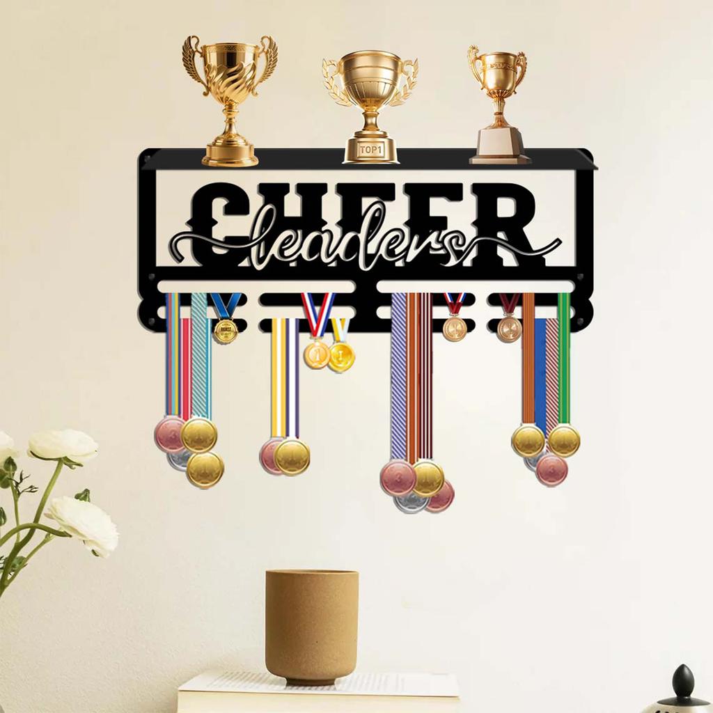 Wrought Wall Mounted Rack with Hooks - Award Display and for Medals, Ribbons, Keys - JH26157