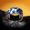 Classic Epoxy Enamel Blue Flower Ladies Ring 925  For Ladies Jewelry Wedding Ring Bridal Jewelry  Ring