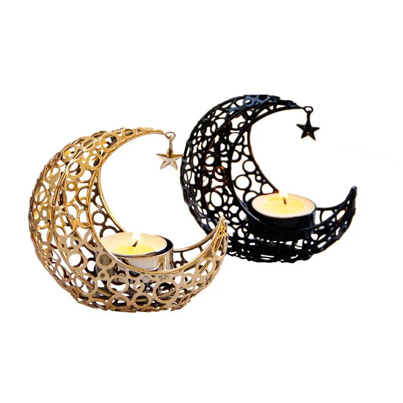 Moon Candle Holder Metal Christmas Decoration Romantic Light Luxury Wedding Table Tea Light Cup Stand INS Style Home Decor