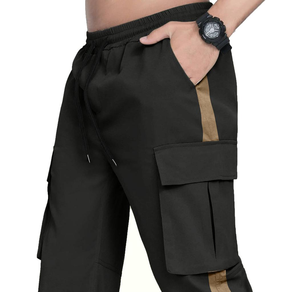 Spring and Autumn Men's Overalls Drawstring Drawstring Pocket Color Matching Long Pants