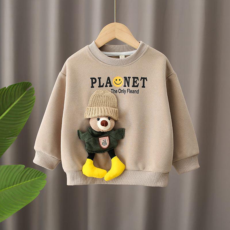 

Spring Style Teddy Bear Sweatshirt Set for Kids - Princess Design, Unisex Two-Piece Fleece Outfit 100