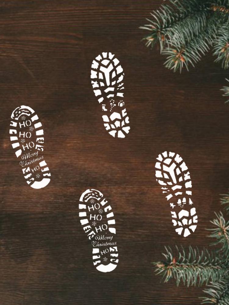 Holiday Stencils Christmas Snowflake Stencils Template Santa Footprint Reusable Drawing Template Christmas For Painting On Wood