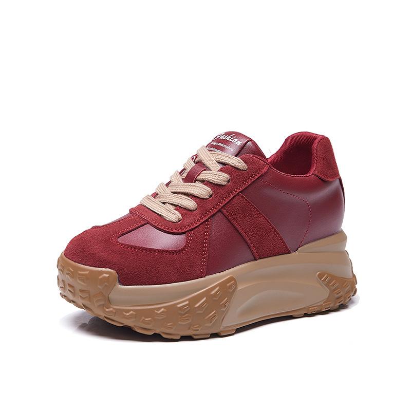 2025 Autumn New Red Muffin Shoes Korean Version Color Matching Casual Shoes Small Thick-soled Heightening Sports Shoes Women