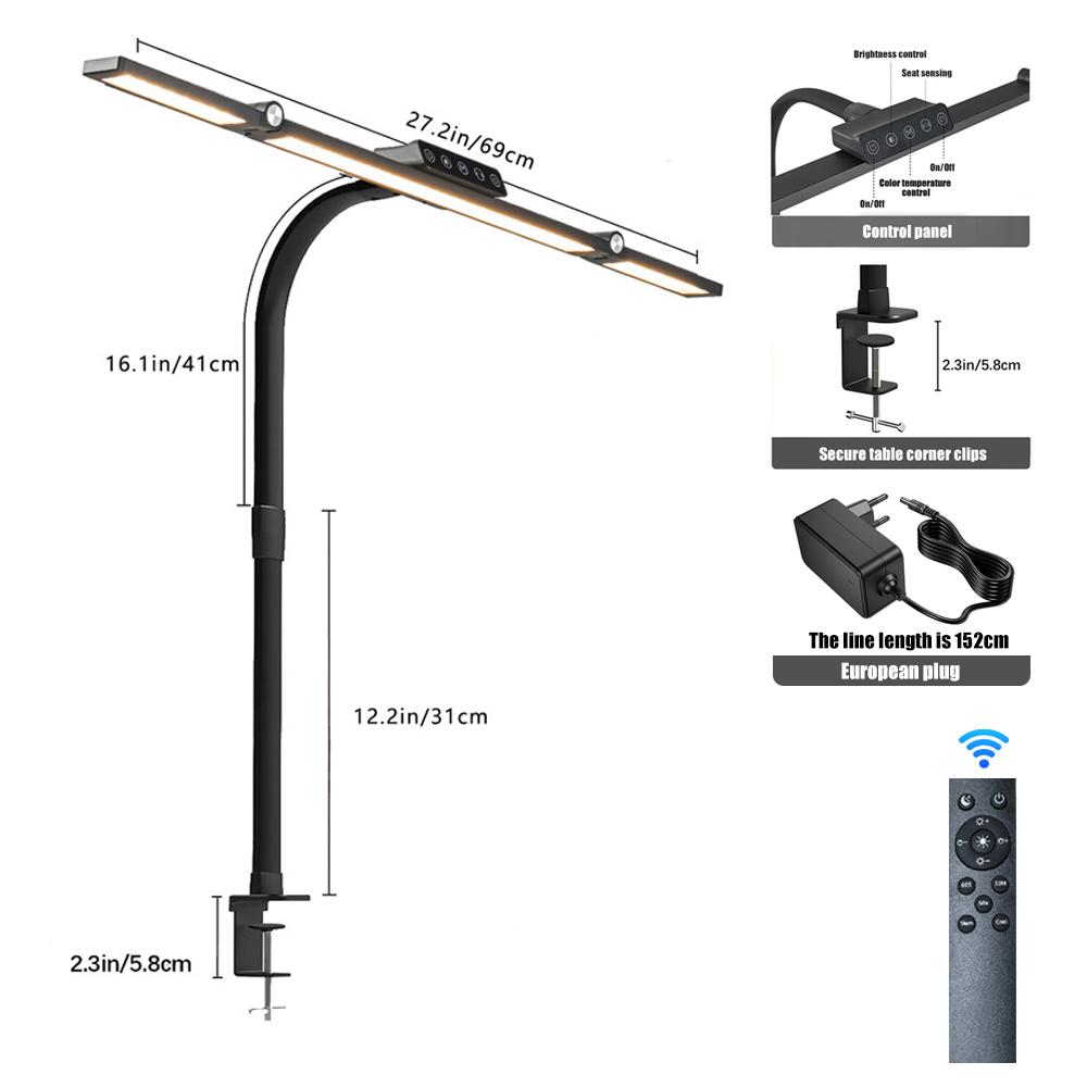 Computer Desk Lamp LED 3Color Mode Home Eye-Caring Reading Desk Lamp 10Level Dimming Single/Double/Triple Head Flexible LED Lamp