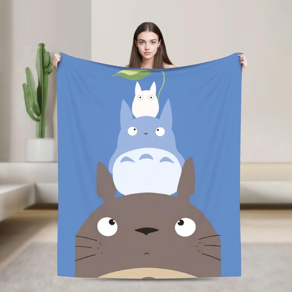 Japanese Blanket T-Totoros Travel Flannel Throw Blanket For Couch Bed Soft Custom DIY Quality Bedspread Gift Idea