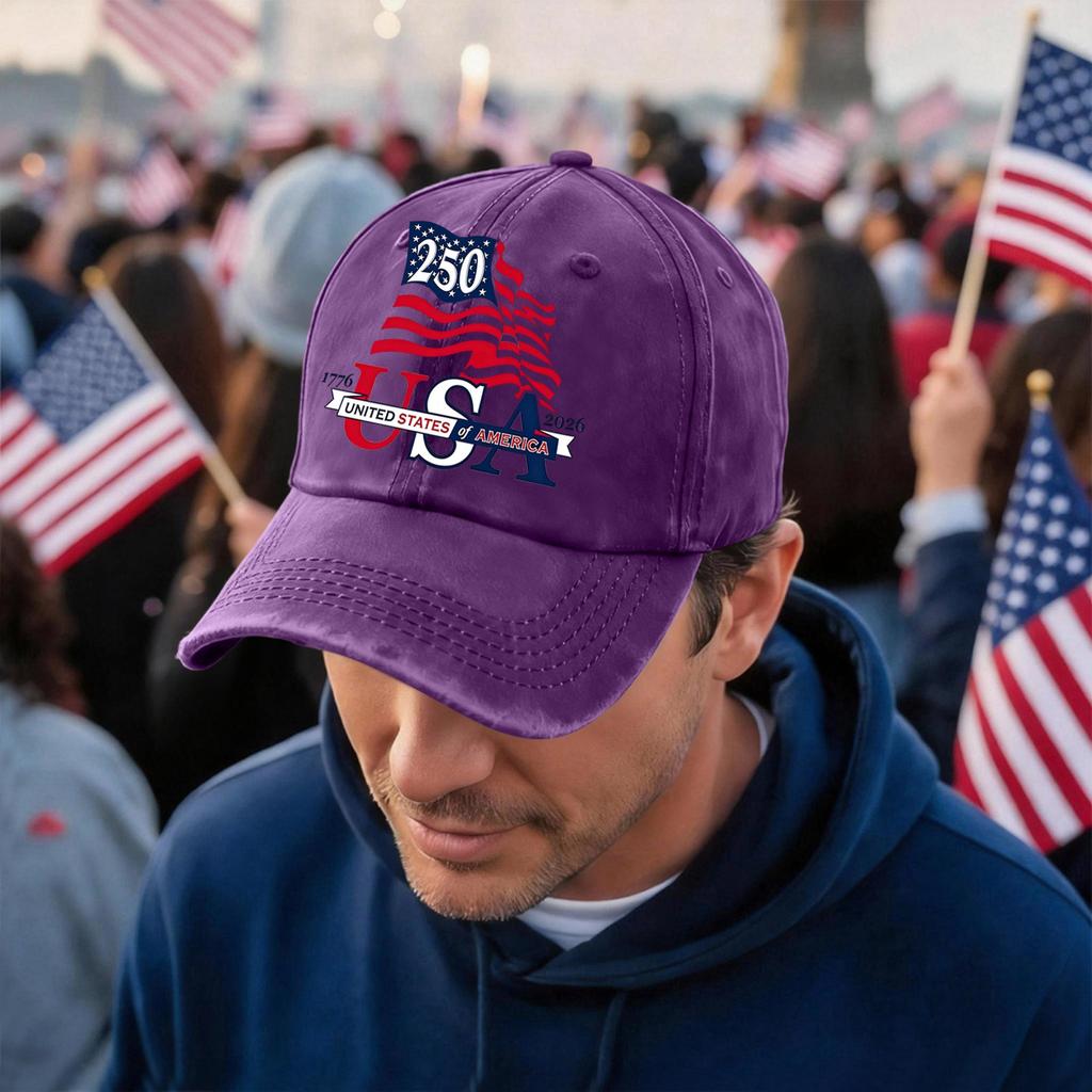 Men's and Women's Matching American 250th Anniversary Anniversary Embroidered Vintage Washed Baseball Cap
