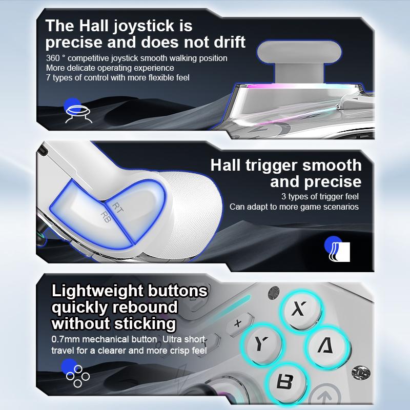 CM619 game controller, supports switch2/switch console, with RGB light effect game controller, supports IOS/PC/Android
