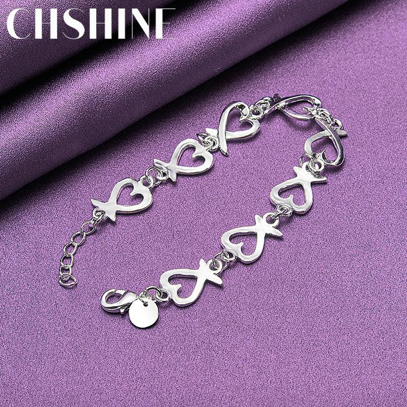 CHSHINE 925 Sterling Silber Liebesherz Kette Armband Mode Charme Hochzeitsparty Für Frauen Schmuck