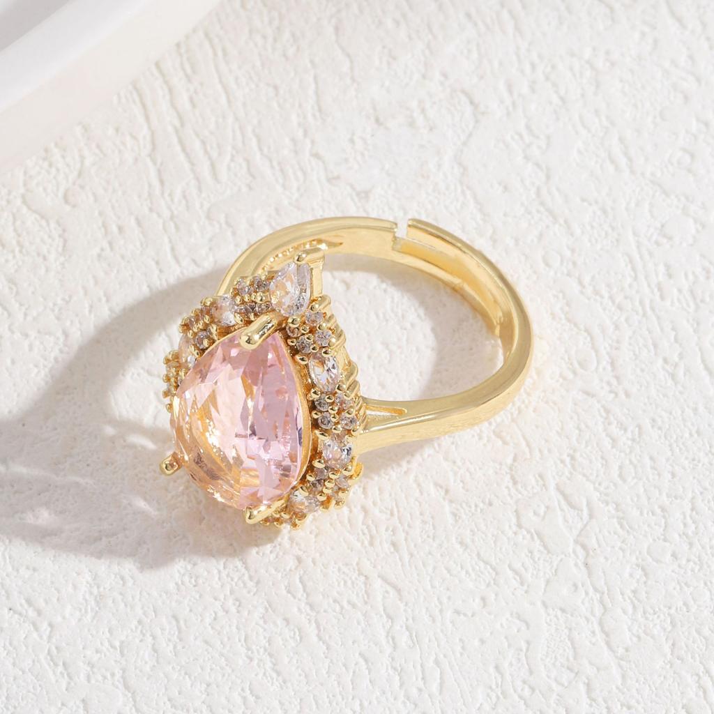 Water Drop Necklace Women'S Light Luxury Personality Temperament Banquet Ring Earrings Necklace Set