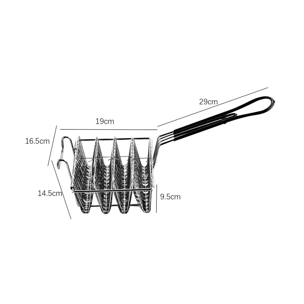 Taco Basket Deep Fryer Holder with Grip Handle Stainless Steel Burritos Professional