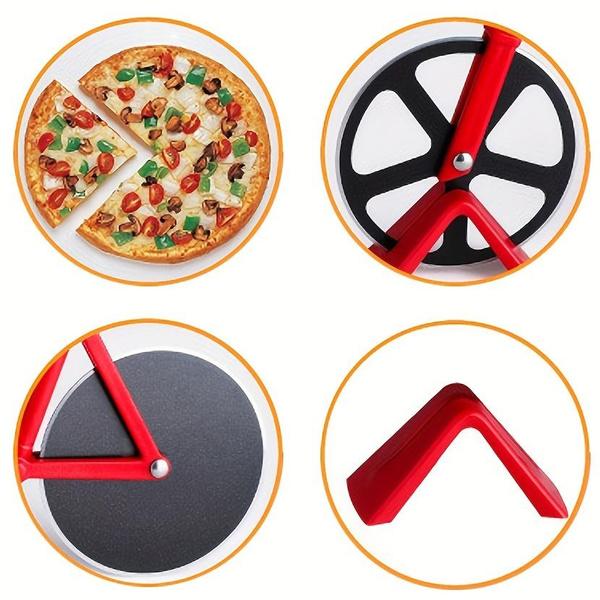 1ks Cyklistický kulatý nerezový kráječ na pizzu, nůž na pizzu, nástroj na pečení, víceúčelový kráječ na sušenky Dělič jídla Kuchyňské nástroje