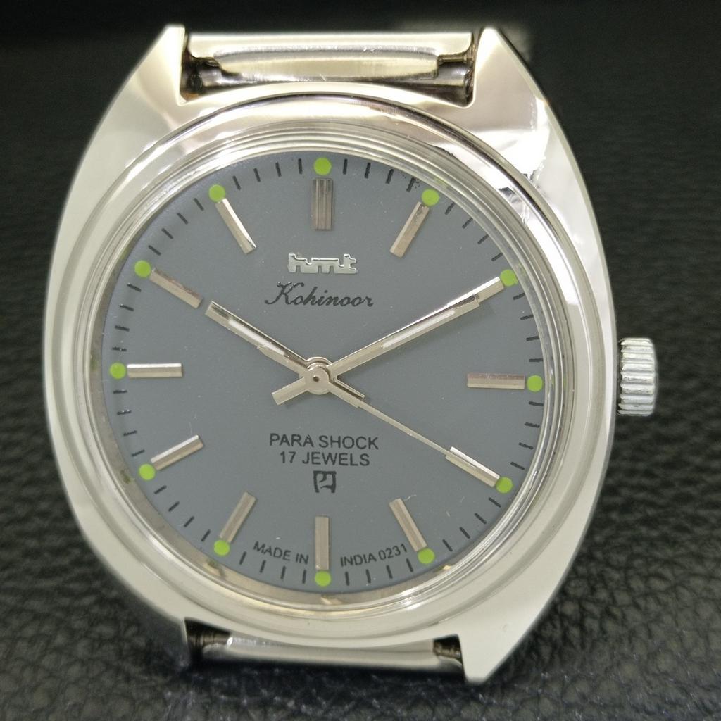 INDIAN VINTAGE HMT KOHINOOR HAND-WINDING MENS GREY COLOR DIAL WATCH a440946-4 HT-a440946