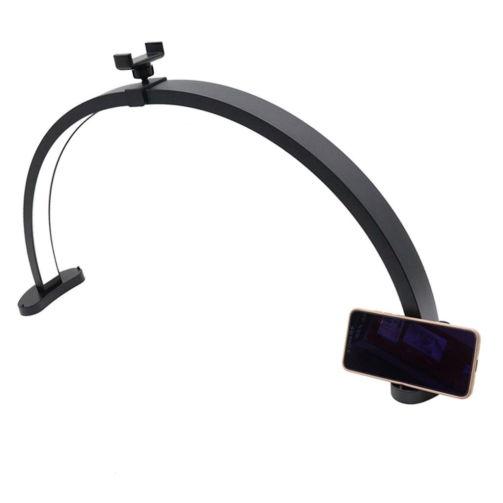 LED Desk Half Moon Light Black 3 Color Modes 10 Brightness Levels 28 Inch Professional Nail Desk Lamp with Phone Holder