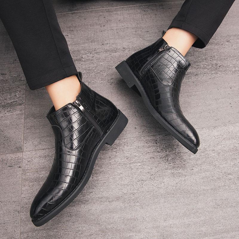 Men’s Red High Retro Boots Wingtip Dress Formal Black Leather Ankle Boots Tuxedo Wedding Blazers Saddle  Shoes Large Size