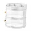 Makeup Perfume Organizer Transparent Dustproof Cosmetic Display Case Round Desktop Makeup Box with Lid Large Capacity Muti Layer White