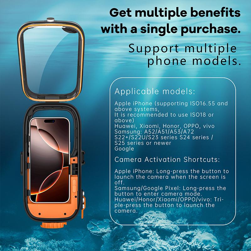 Luxury IP68 Waterproof Phone Case for iPhone 16 15 Pro Max 14 13 12 11 7 8 Xs SE 360 Full Diving Cover Bluetooth Control Shutter