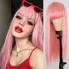 Dlhá rovná vínová červená čierna sivá ružová parochňa s ofinou Parochňa zo syntetických vlasov pre ženy Parochne odolné voči teplu Cosplay promová parochňa