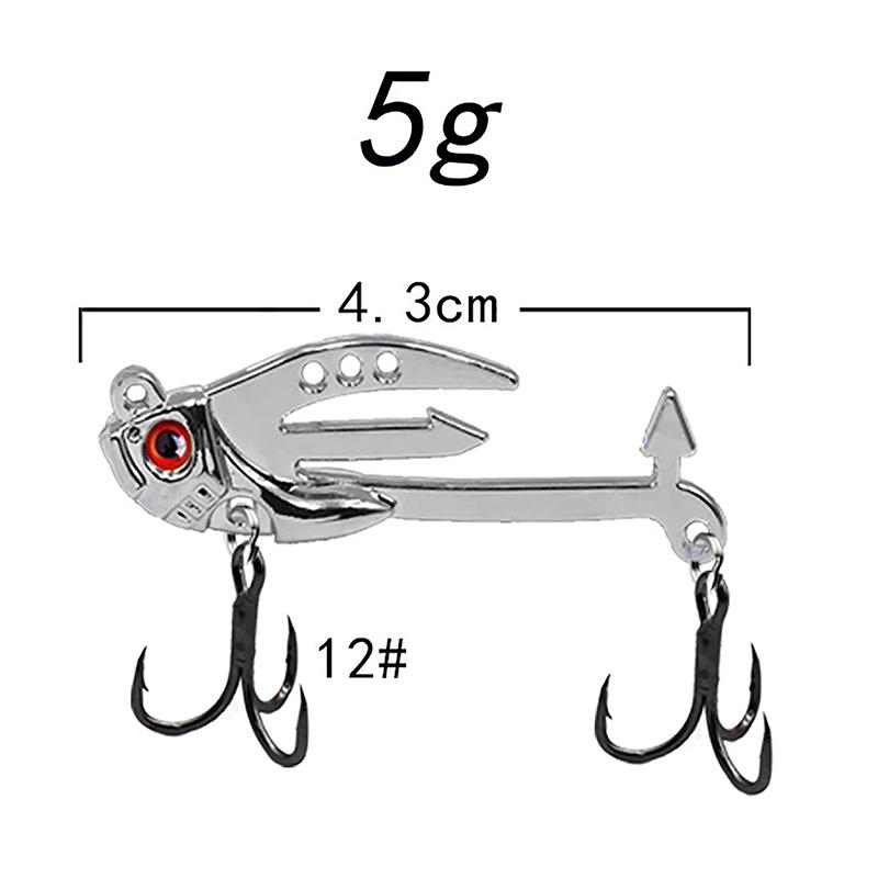 Metal Vib Fishing Lure 2-In-1 Fake Angling Baits Long Throwing Realistic 3D Eyes Fishing Baits For Catfish Bass Trout Vib Tackle