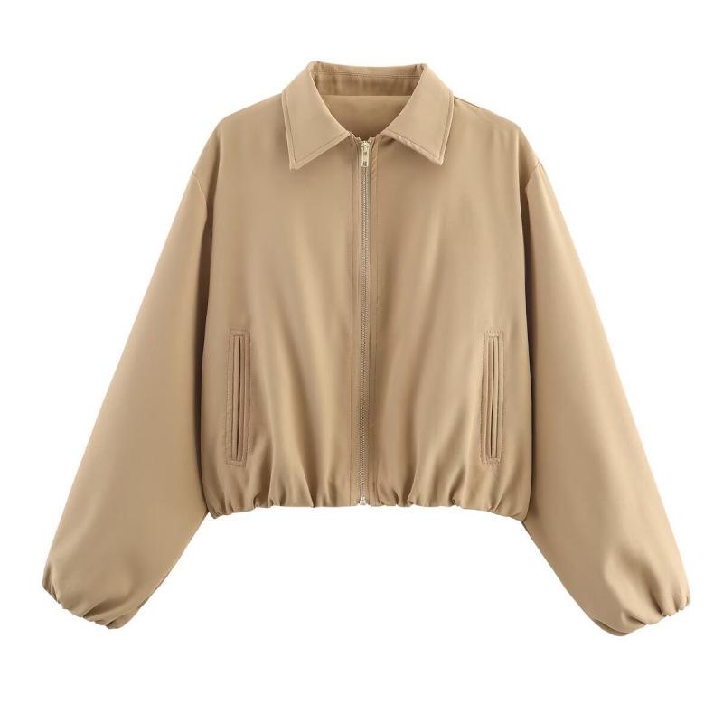 Women's Casual Solid Color Zipper Puffy Jacket Coat