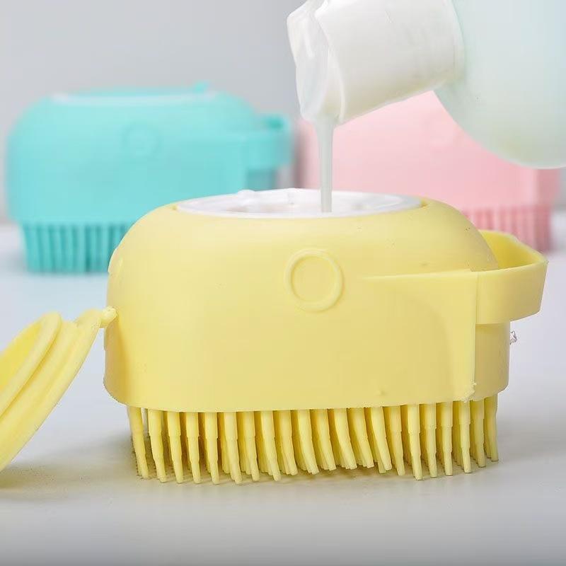 Pet Dog Shampoo Brush 2.7oz 80ml Cat Massage Comb Grooming Scrubber for Bathing Short Hair Soft Silicone Rubber