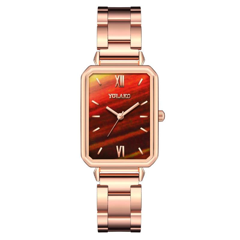 Moderne Damen-Quadratuhr mit japanischem Quarzwerk und Metallarmband für das Büro und als Geschenk