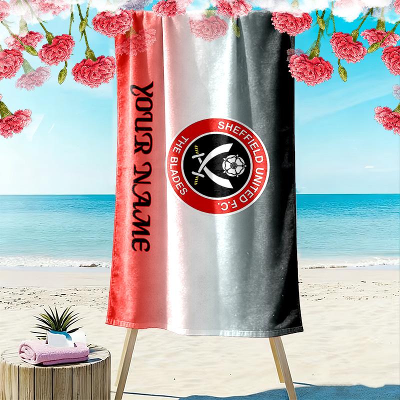 Serviette de plage imprimée Sheffield United F.C., Grande serviette douce à séchage rapide pour la plage, le camping, la natation