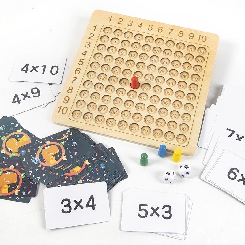 Kids Early Education Multiplication Board Game Wooden Number Counting Learning Toy for Toddlers Birthday Gifts