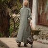 Women Summer Maxi Dress Loose Turn Down Collar Long Sleeves OL Cardigan Commute Daily Wear Pure Color Single Breasted Long Dress