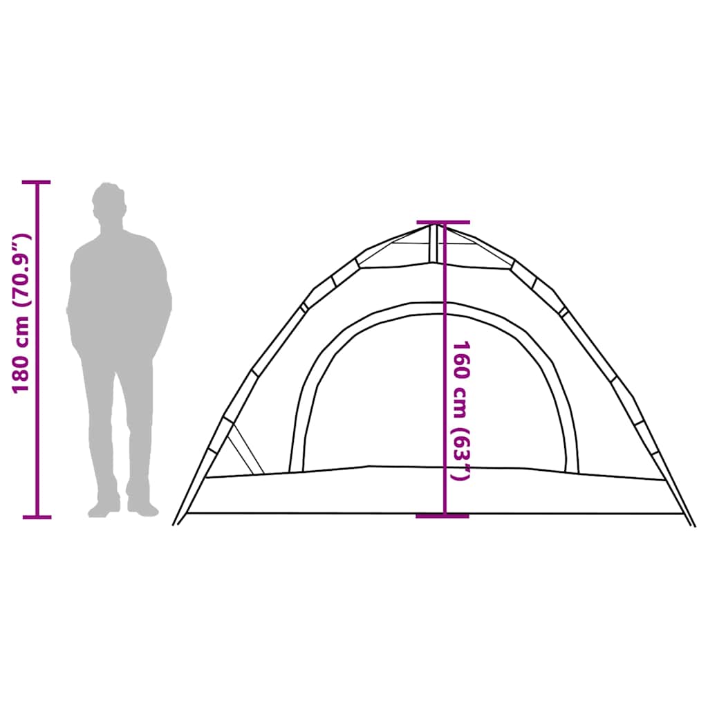 4 Person Camping Tent Grey and Orange Quick Release System