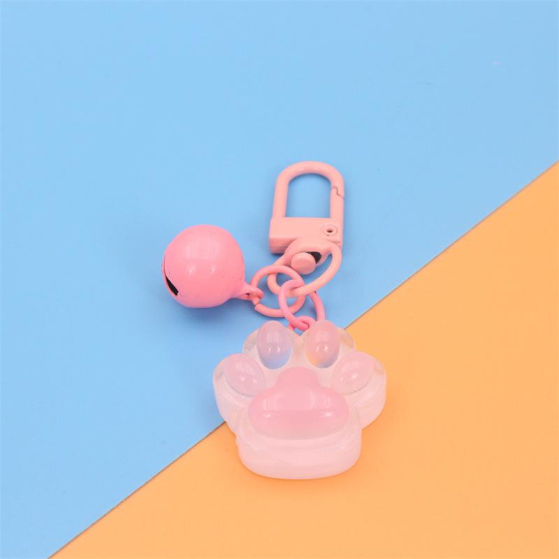 Creative Luminous 3D Cat Paw Pendant Keychain Cute Cartoon Cat Paw Keyring Exquisite Handbag Decoration Accessories Gifts