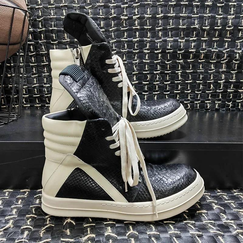 Neue Herren- und Damen-Leder-Schlangenleder-Ro-Plateau-Freizeitschuhe Designer Runde Zehenpartie Schnürschuhe Freizeit-Sportschuhe Luxusschuhe