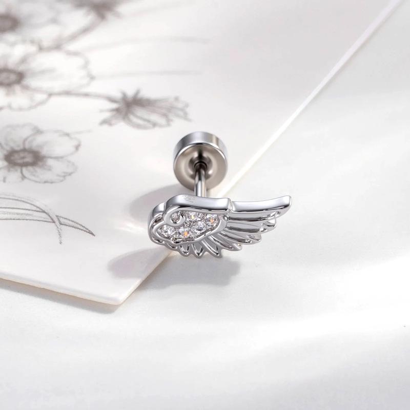Henson Sweet Cool Angel Wing Zirconia Cartilage Stud Earrings