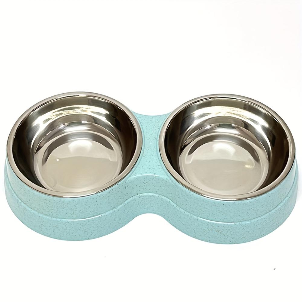 1 PCS Dual Bowl Stainless Steel Double Pet Bowls for Dogs and Cats - Non-Skid Base - Perfect for Food and Water - Easy to Clean