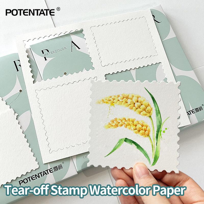 POTENTATE Watercolor Paper Fine Lines Stamp Postcard Ticket Stub Portable Paper Sketching Painting Art Supplies 20Sheets 300g