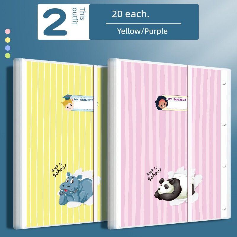 Book Clip Multi-Layer Folder for Pupils Multi-Functional Junior High School Transparent Examination Paper with Exam Clip Paper Clip Folder Insert A3/Yellow+Purple/2 Packs/20 Sheets Each