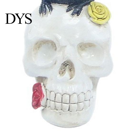 Spooky Atmosphere Props Gothic Halloween Skull Figurine, Ghost/Raven on Statue, Dark Aesthetic Room Decor Resin Tabletop Ornament for Desk,