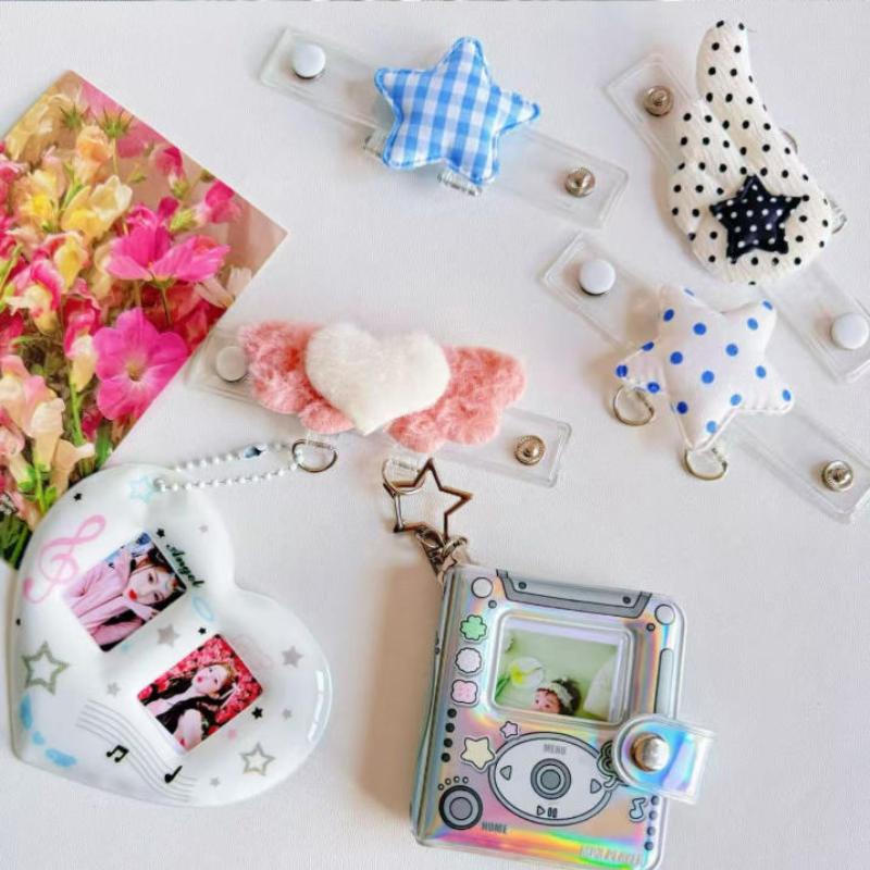 Cute Plush Phone Extension Buckles With Lovely Star Heart Wing Design For Keychain Photocard Holder Decor