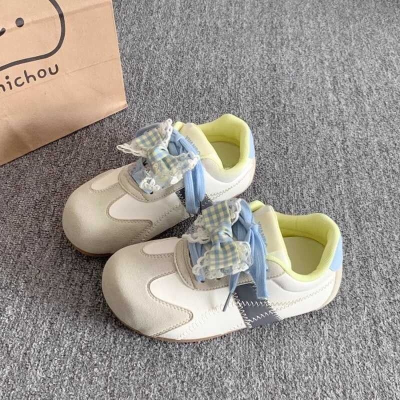 

Board shoes elegant bow fashion sports little white shoes spring new dopamine running 40