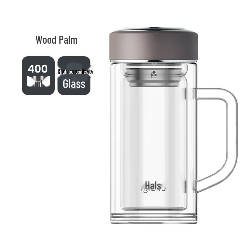 HAERS Double-Layer Insulated Glass Tea Mug with Handle