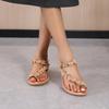 Sandały damskie w stylu boho, letnie, w nowym stylu, z zapięciem na palce, płaskie buty, sandały na płaskim obcasie w stylu koreańskim, w dużym rozmiarze