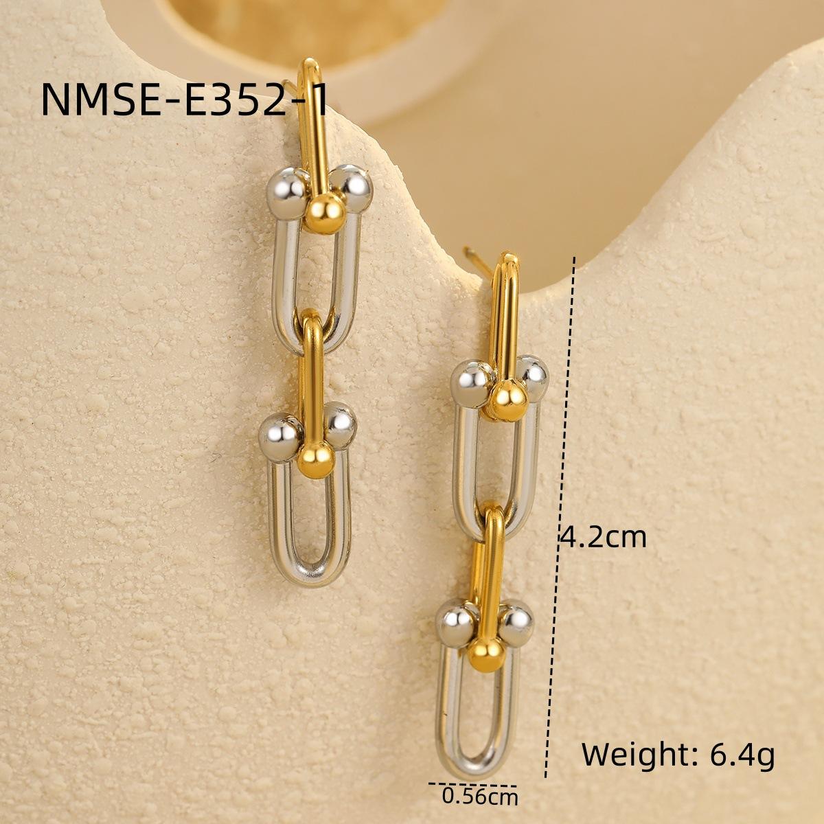 GEMCHIC Women s Designer Color-Block Chain Earrings Stainless Steel 18K Gold Plated Fashion Minimalist Drop Earrings