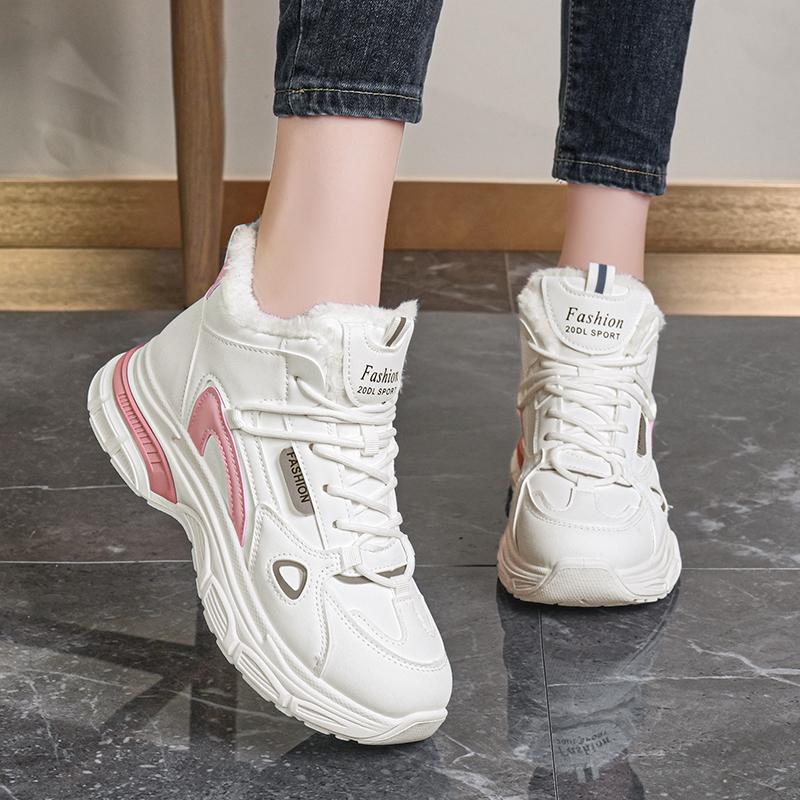 36-43 Women's Plus Size Fashionable Plus Velvet Warm Casual High Top Cotton Shoes Snow Boots Sports Women's Cotton Shoes