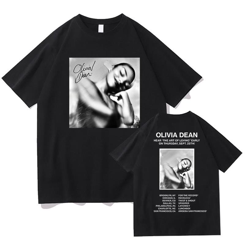 T-shirt Moda Olivia Dean L'Arte di Amare T-shirt Cotone Ampia Unisex T-shirt Unisex Casual Girocollo Stampa Lettere Abbigliamento Femminile