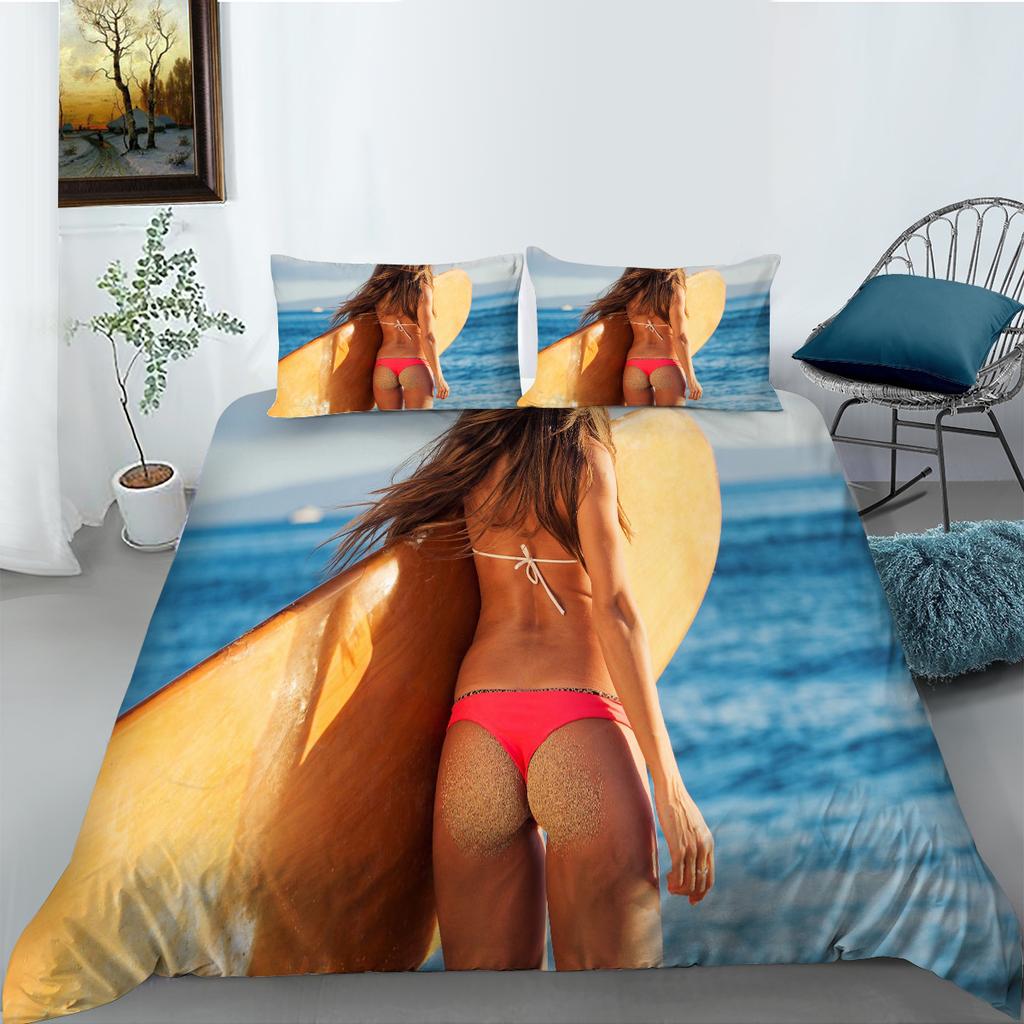 3D Bikini Bedding Set Beauty Theme Bedding Quilt and Pillowcase Sheet/Twin Full Size 2/3 Pieces Home Decoration